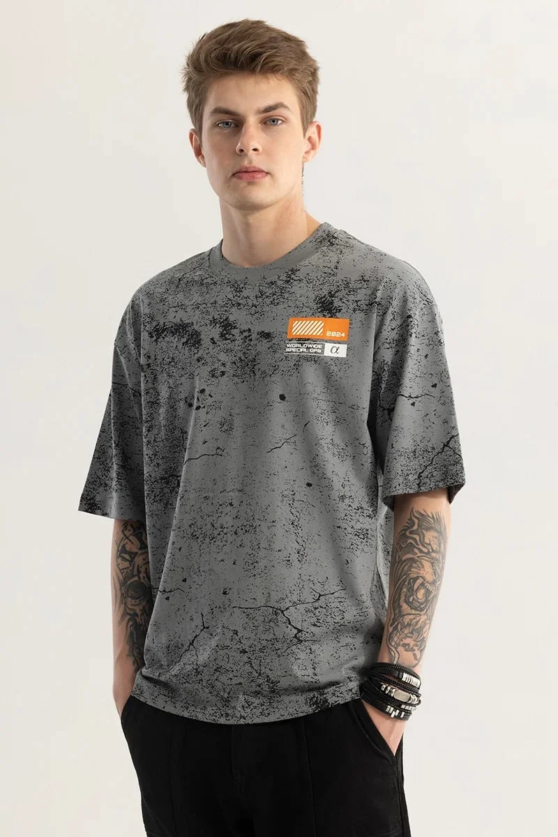 SNITCH Glide Grey Oversized T-Shirt